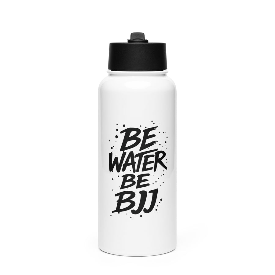 Botella térmica BJJ acero inoxidable 950ml blanca vista frontal | Jiujitshirts